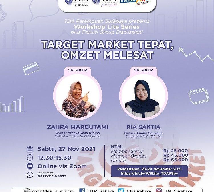 TDA Perempuan Surabaya presents Workshop Lite Series – Part 1: â€œTarget Market Tepat, Omzet Melesatâ€�